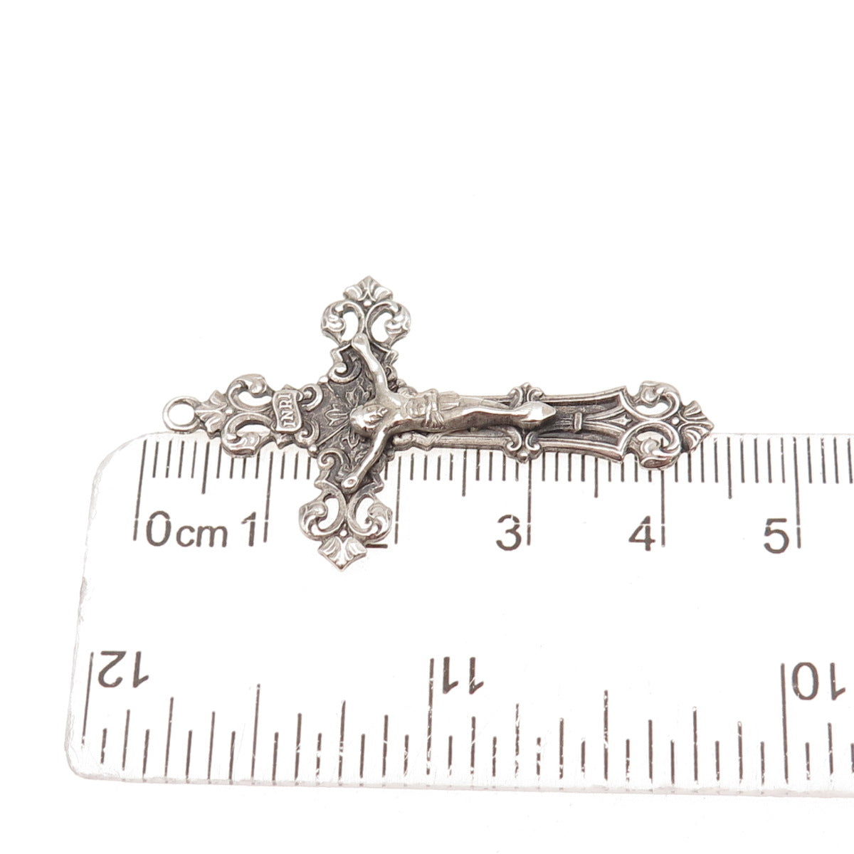Chapel 925 Sterling Silver Antique Art Deco Crucifix Cross Charm Pendant
