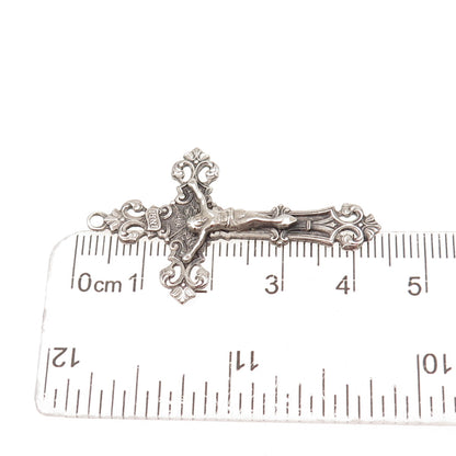 Chapel 925 Sterling Silver Antique Art Deco Crucifix Cross Charm Pendant
