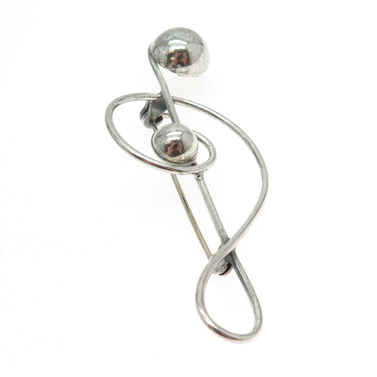 LANG 925 Sterling Silver Vintage Treble Clef Music Pin Brooch