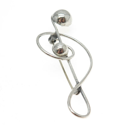 LANG 925 Sterling Silver Vintage Treble Clef Music Pin Brooch