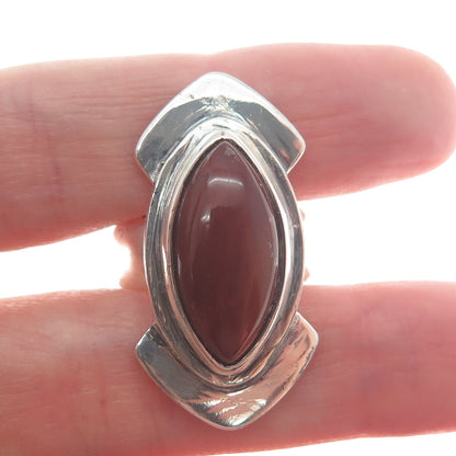 925 Sterling Silver Vintage Real Carnelian Modernist Arrow Ring Size 8