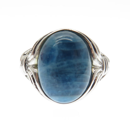 925 Sterling Silver Vintage Real Sodalite Gemstone Domed Ring Size 10.25