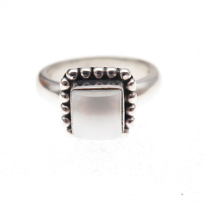 Silpada 925 Sterling Silver Vintage Real MOP Beaded Oxidized Ring Size 5