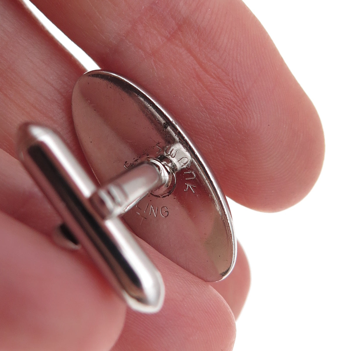 Swank 925 Sterling Silver Vintage Brushed Oval-Shape Cufflinks