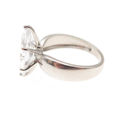 Seta 925 Sterling Silver Vintage Marquise-Cut C Z Engagement Ring Size 5