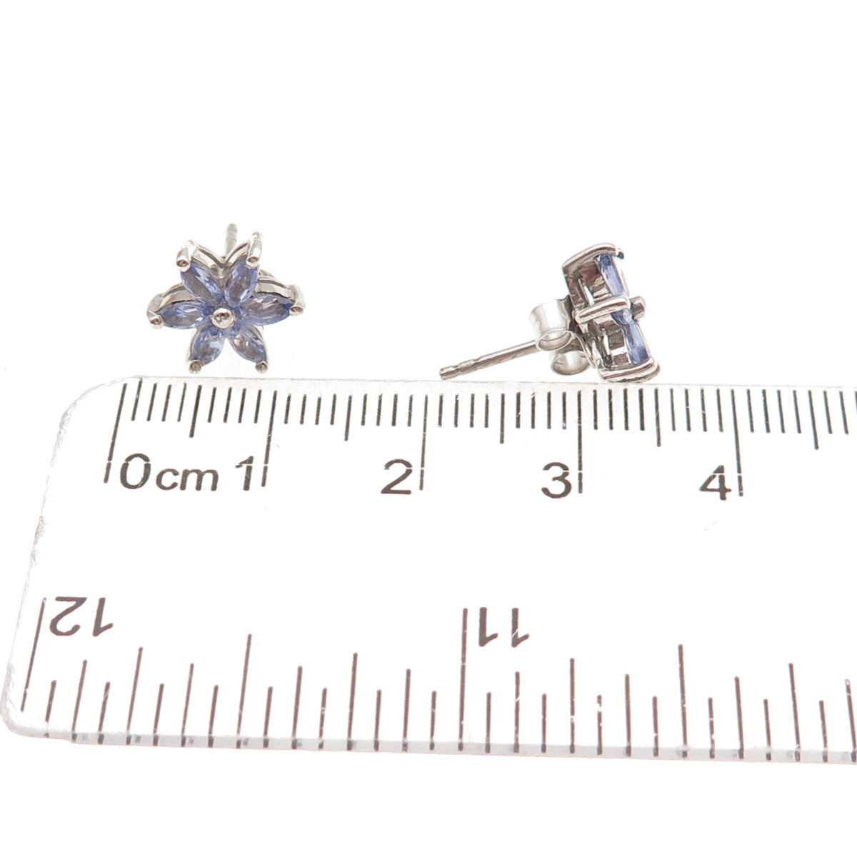 Chuck Clemency 925 Sterling Silver Real Marquise-Cut Tanzanite Stud Earrings