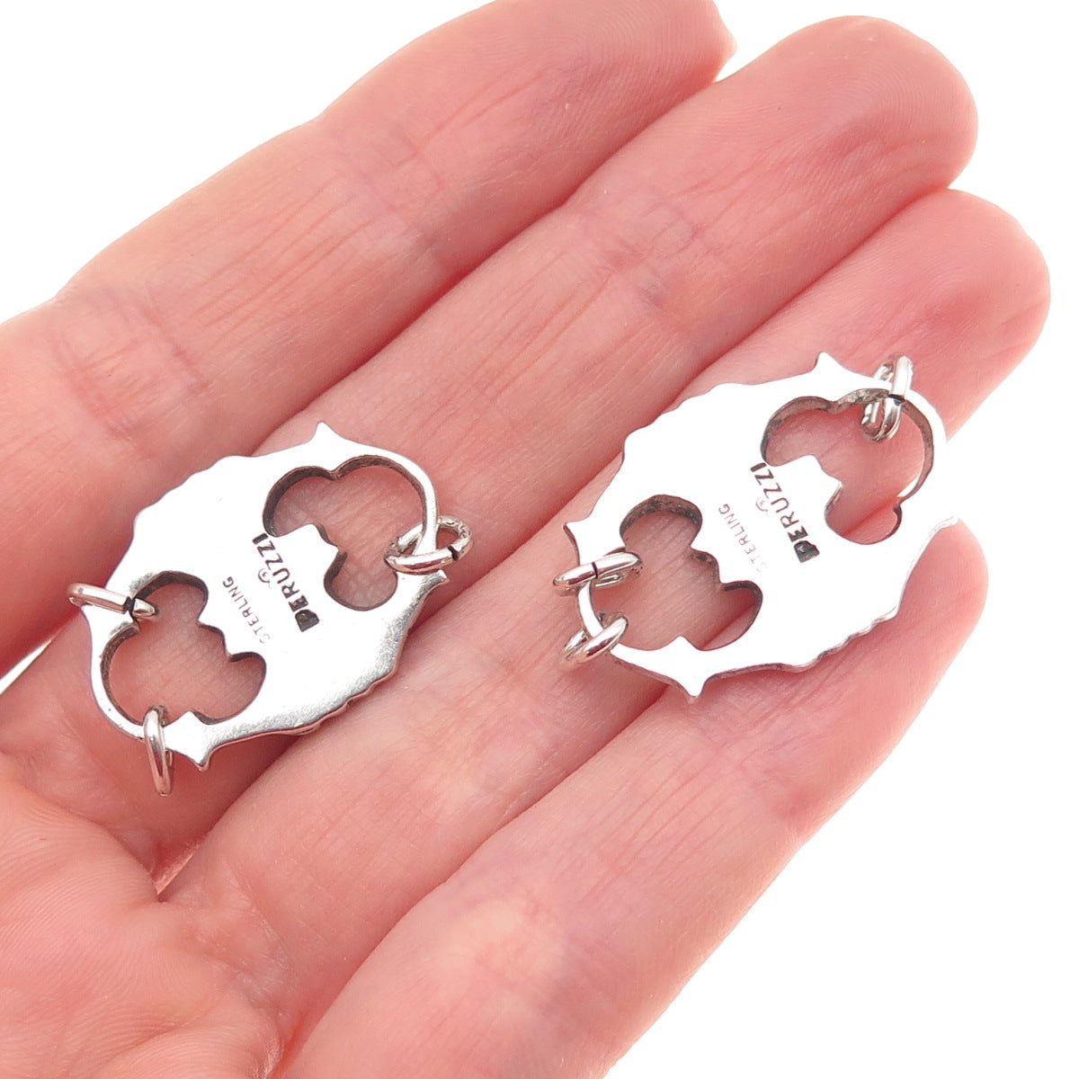 PERUZZI 925 Sterling Antique Art Deco SET of 2 Floral Bracelet / Necklace Parts