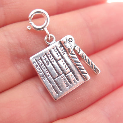SHUBE 925 Sterling Silver Vintage Movie Clapperboard Spring Ring Movable Pendant