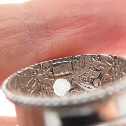 925 Sterling Silver Vintage Real Mystic Quartz Granulated Ring Size 7.5