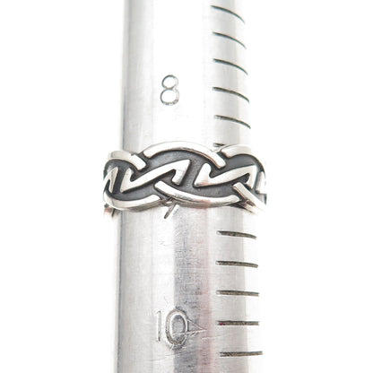 925 Sterling Silver Vintage Celtic Oxidized Band Ring Size 9