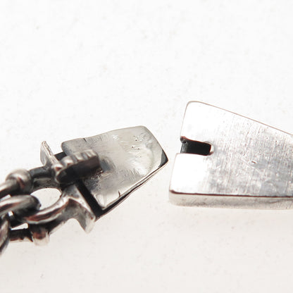 925 Sterling Silver Vintage Oxidized Double Bismark Link Bracelet 6.25"