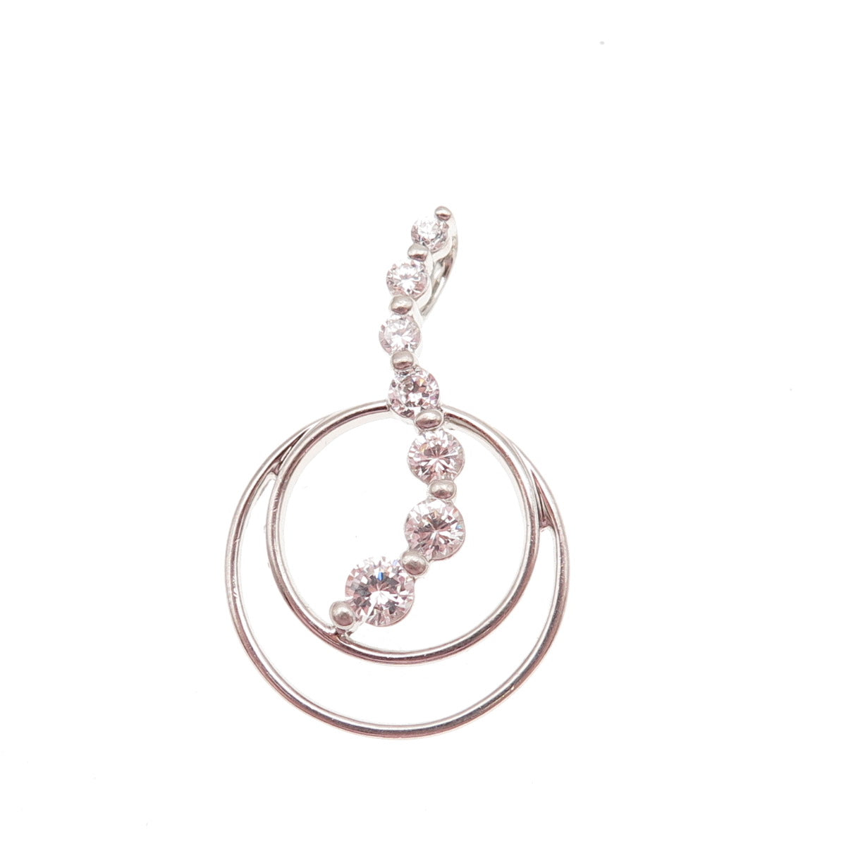 925 Sterling Silver Graduated Round-Cut C Z Charm Pendant