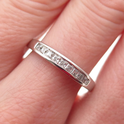 925 Sterling Silver Round-Cut C Z Half Eternity Band Ring Size 7
