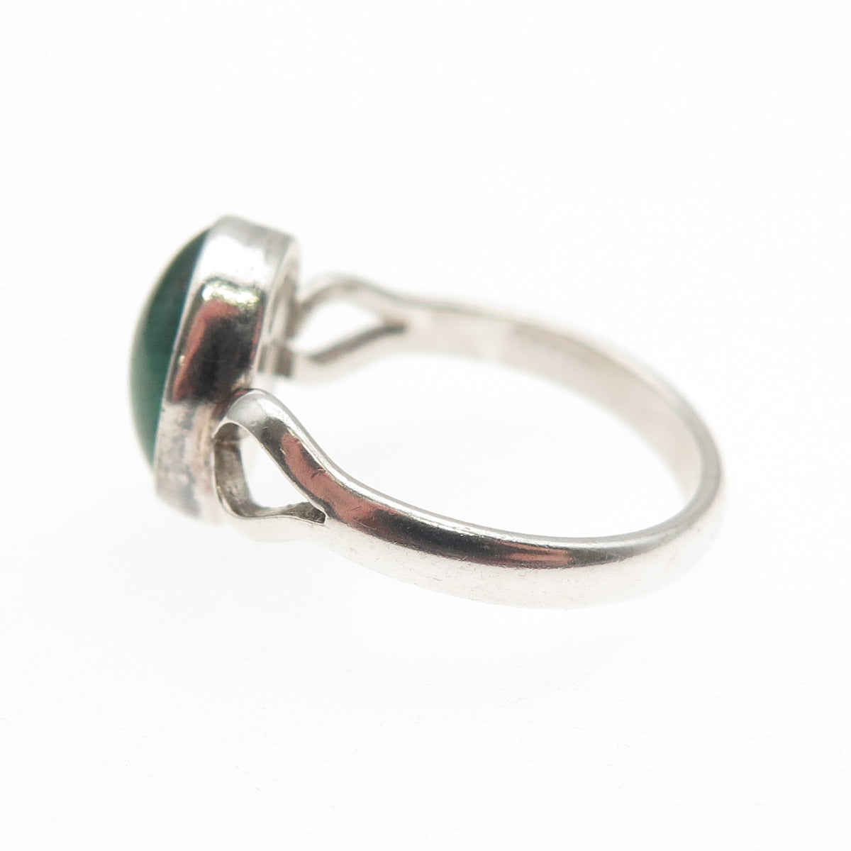 Old Pawn Sterling Silver Vintage Southwestern Malachite Tribal Ring Size 4.75