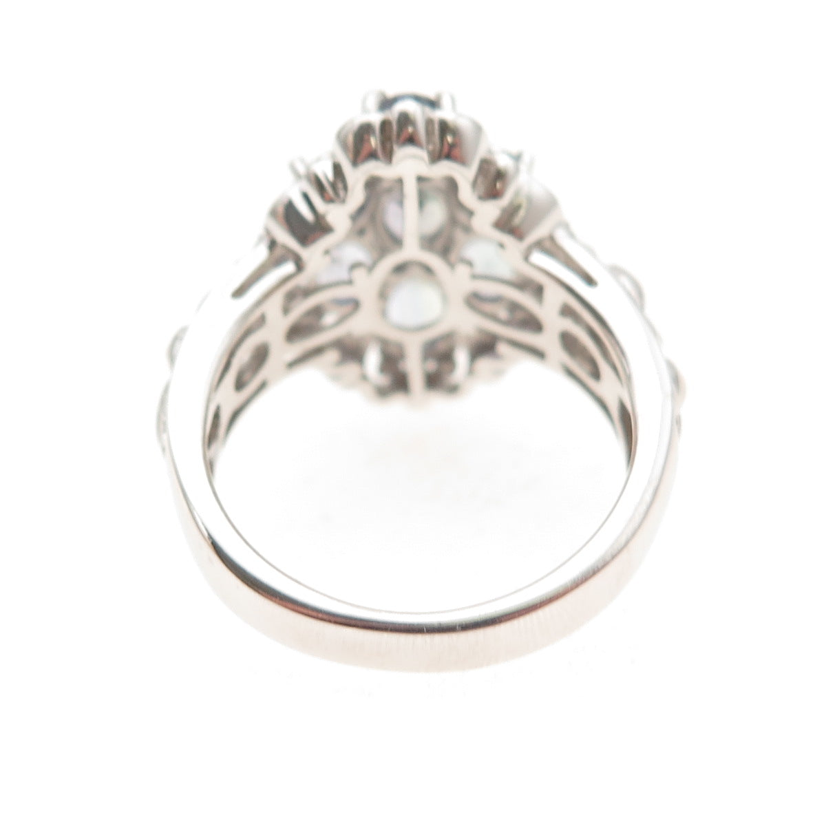 Chuck Clemency 925 Sterling Silver Real Oval-Cut Tanzanite Floral Ring Size 8.5