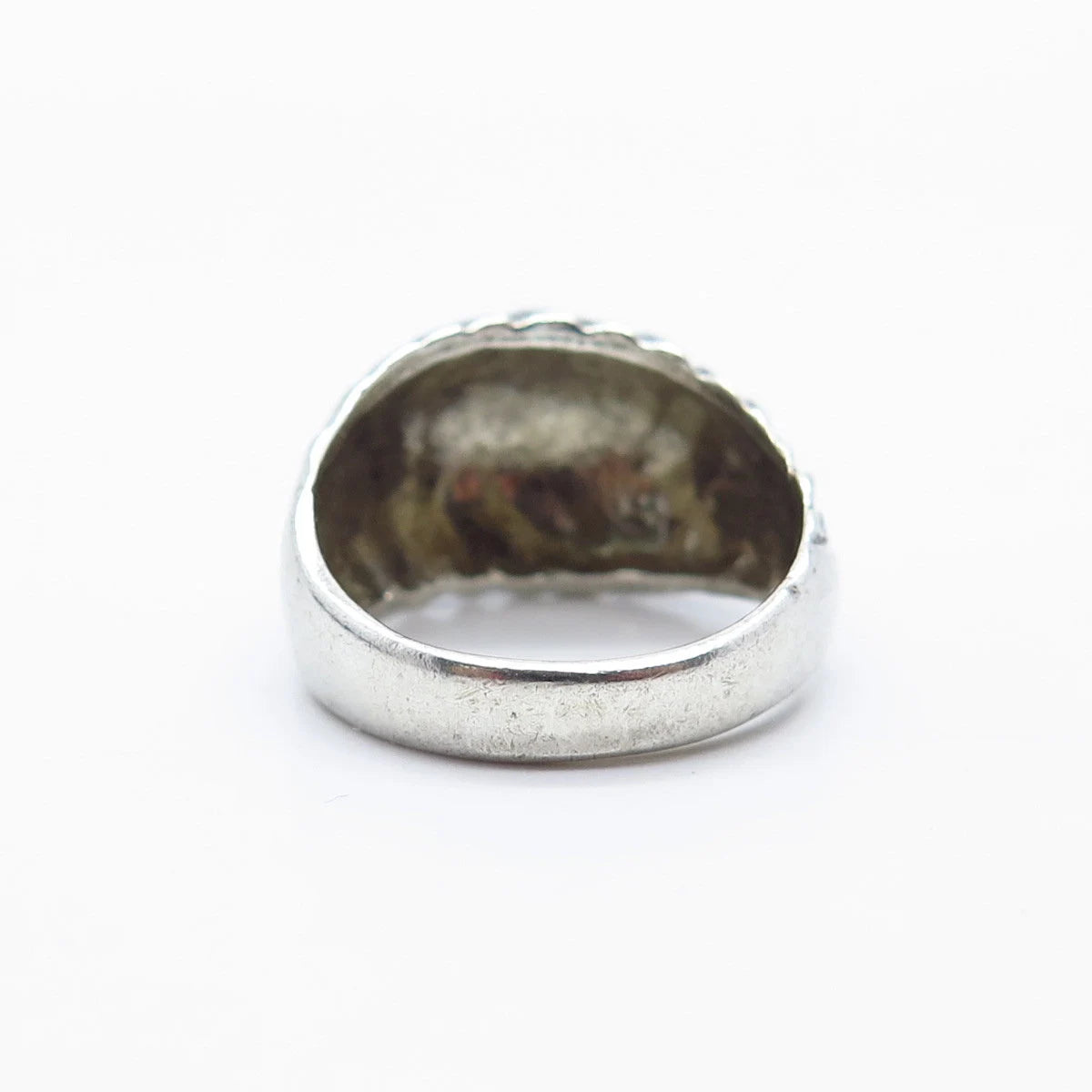 925 Sterling Silver Vintage Ribbed Ring Size 6