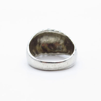 925 Sterling Silver Vintage Ribbed Ring Size 6