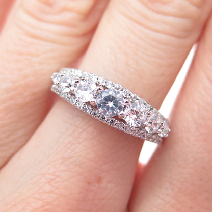 925 Sterling Silver Round-Cut C Z Engagement Ring Size 6