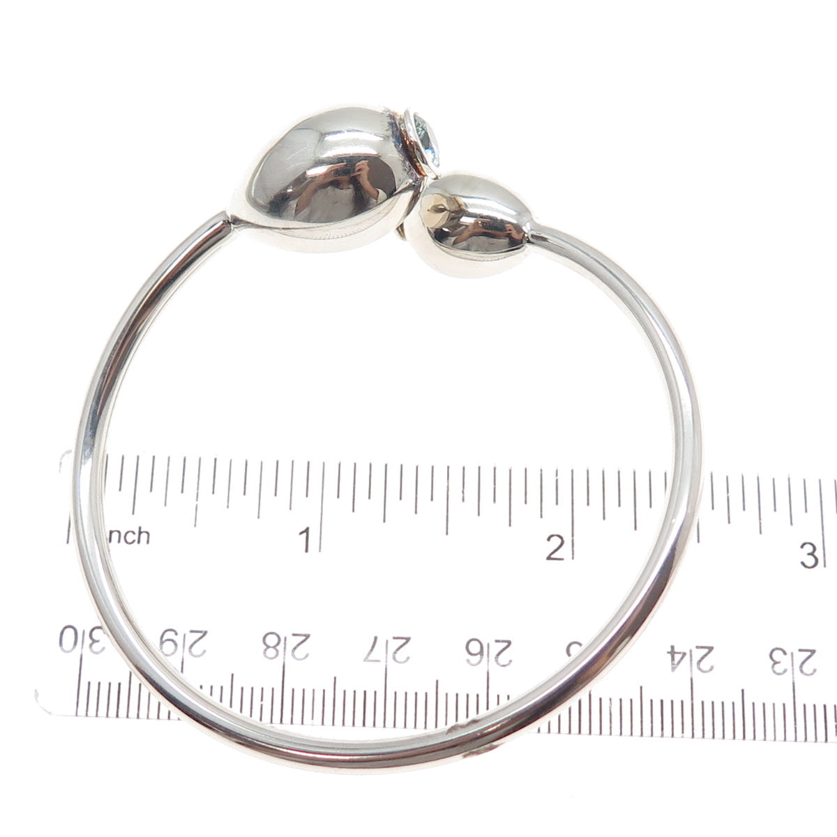 TSIKOLIA Sterling Silver Blue & Purple C Z Vase Adjustable Bangle Bracelet 6.5"