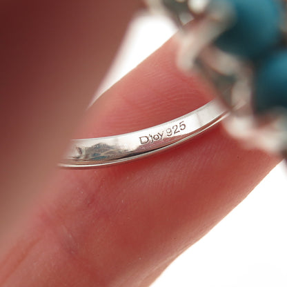 D'Joy 925 Sterling Silver Real Sleeping Beauty Turquoise Floral Ring Size 8