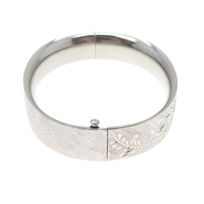 BOJAR 925 Sterling Silver Antique Art Deco Engraved Flower Bangle Bracelet 7.5"