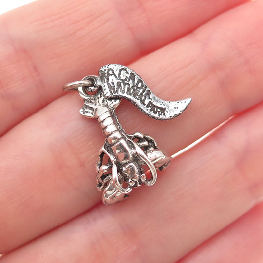 925 Sterling Silver Vintage Acadia National Park Lobster Oxidized Charm Pendant