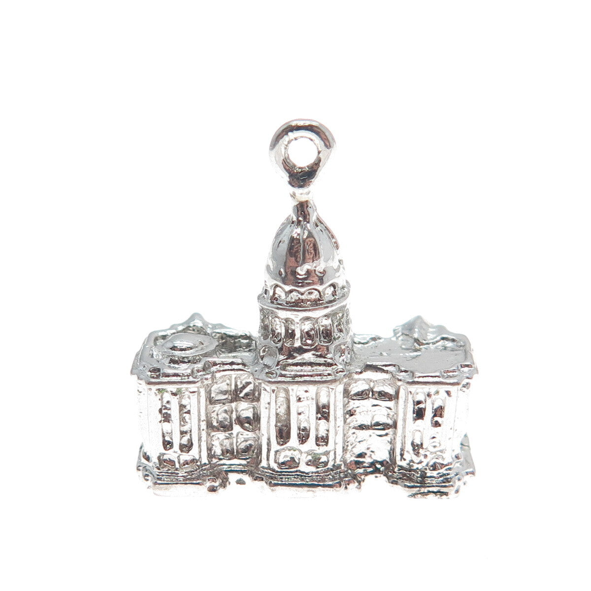 DIVERA 925 Sterling Silver Antique US Capitol Building Minimalist 3D Pendant