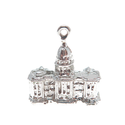 DIVERA 925 Sterling Silver Antique US Capitol Building Minimalist 3D Pendant