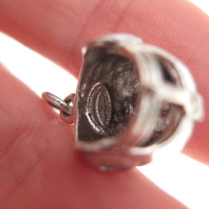 Danecraft 925 Sterling Silver Vintage Football Helmet Oxidized 3D Charm Pendant
