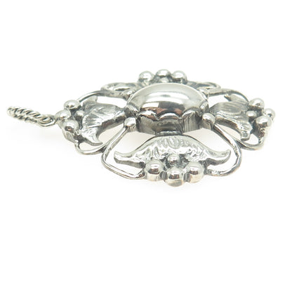 925 Sterling Silver Antique Art Deco Cross Floral Handcrafted Pendant