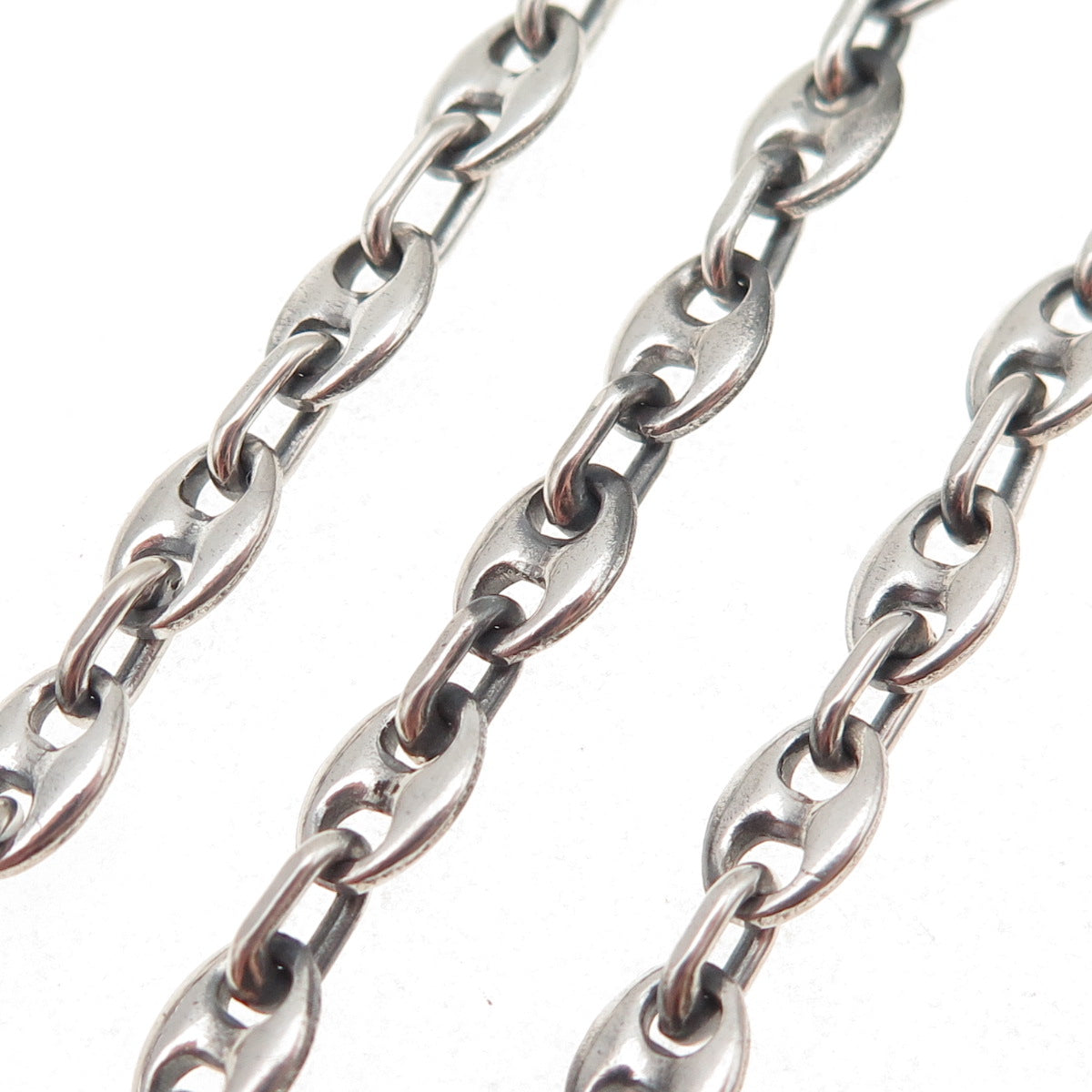 925 Sterling Silver Vintage Italy Anchor Mariner Chain Necklace 22"