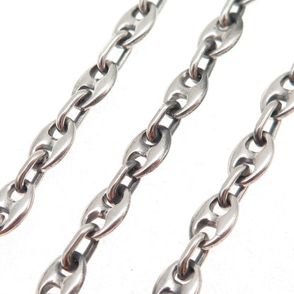 925 Sterling Silver Vintage Italy Anchor Mariner Chain Necklace 22"