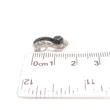 Chuck Clemency 925 Sterling Silver Real Blue & White Diamond Mini Slide Pendant
