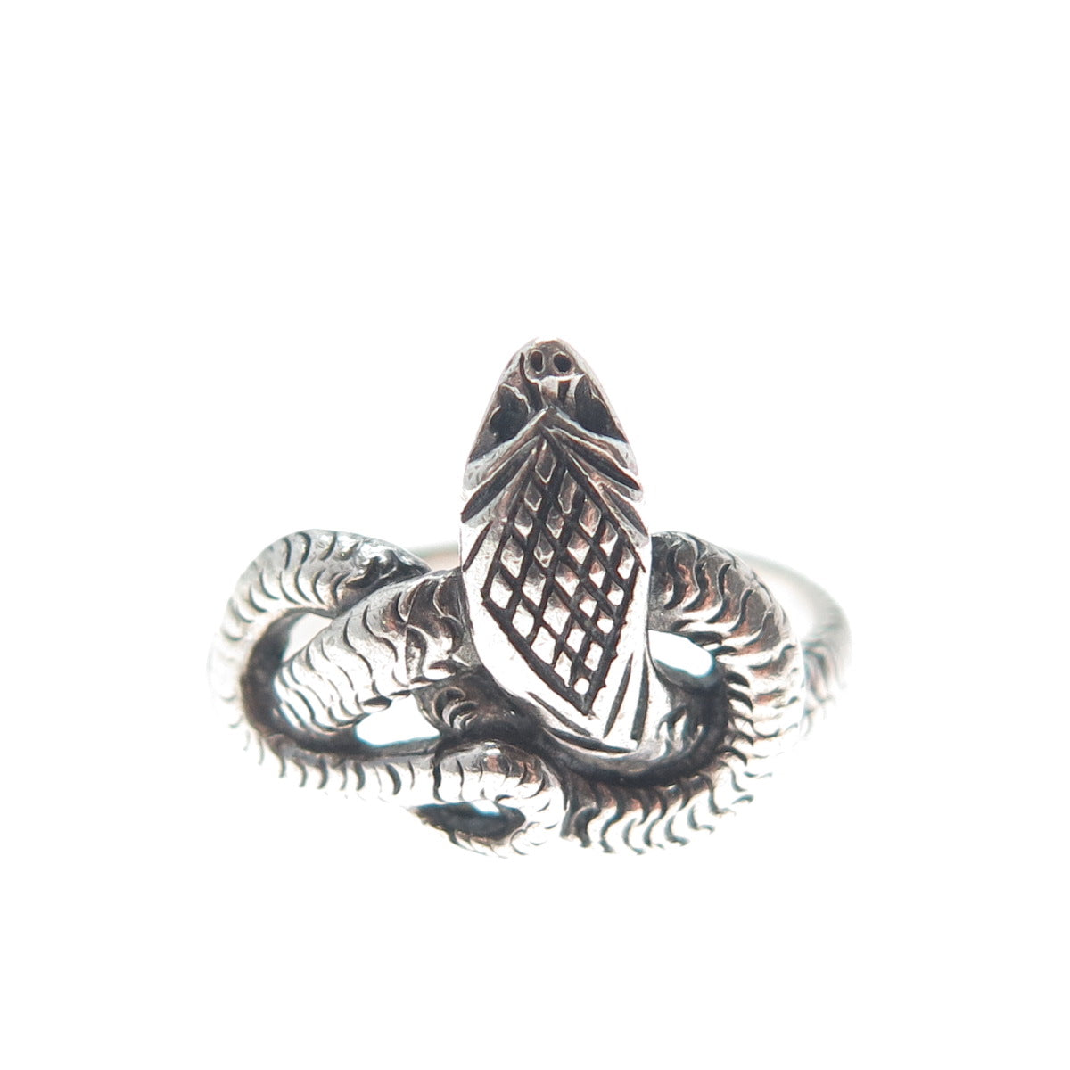 925 Sterling Silver Vintage Snake Oxidized Ring Size 6.25