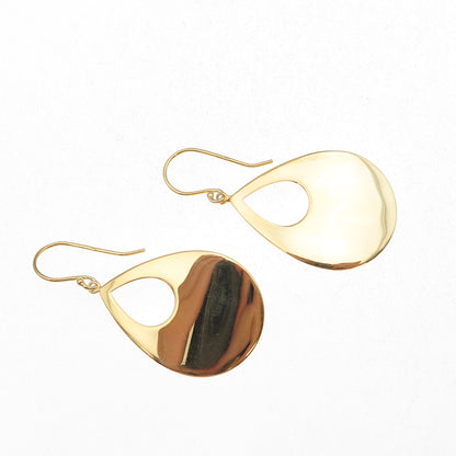 925 Sterling Silver Gold Plated Teardrop Dangle Earrings