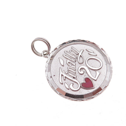 Griffith & Sons 925 Sterling Silver Vintage Enamel Finally 20 Charm Pendant