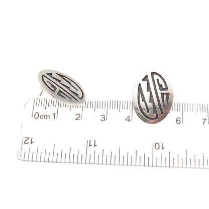 Old Pawn 925 Sterling Silver Vintage Southwestern Oxidized Tribal Earrings