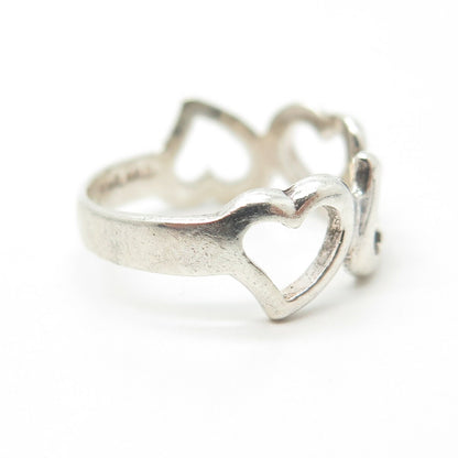 925 Sterling Silver Vintage Open Heart Half Round Ring Size 6