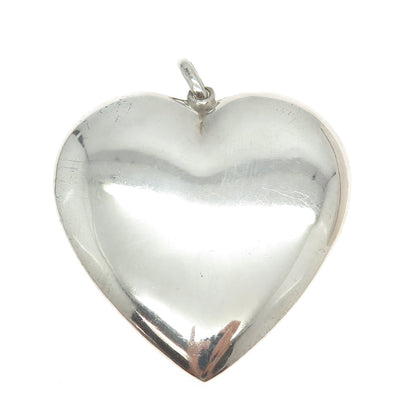 925 Sterling Silver Vintage Italy Puffy Heart Pendant