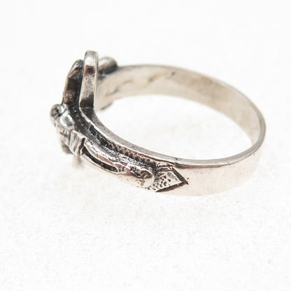 925 Sterling Silver Vintage Crucifix Cross Oxidized Ring Size 10.75