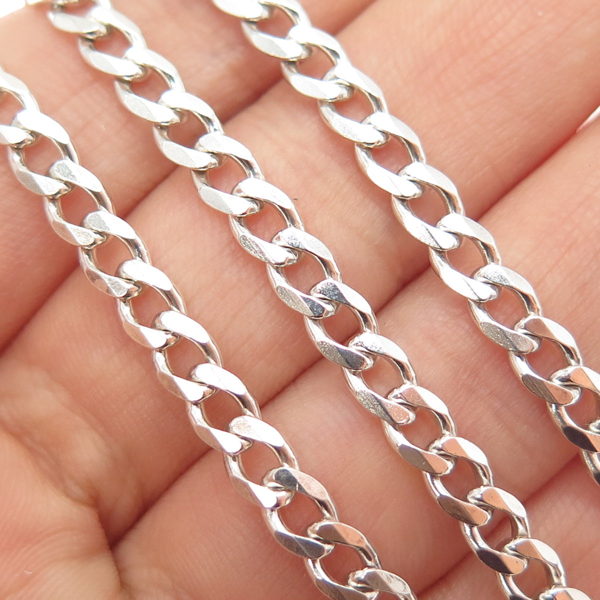 925 Sterling Silver Vintage Italy Curb Chain Necklace 22"