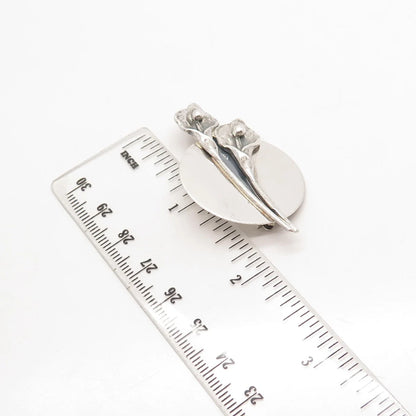 925 Sterling Silver Vintage Lily Floral Pin Brooch