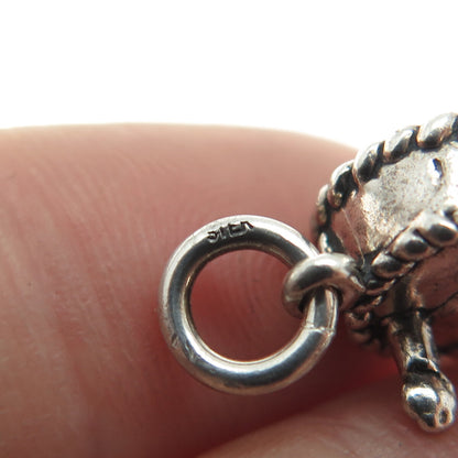 SUN WEST 925 Sterling Silver Vintage "Happy Birthday" Cake Charm Pendant