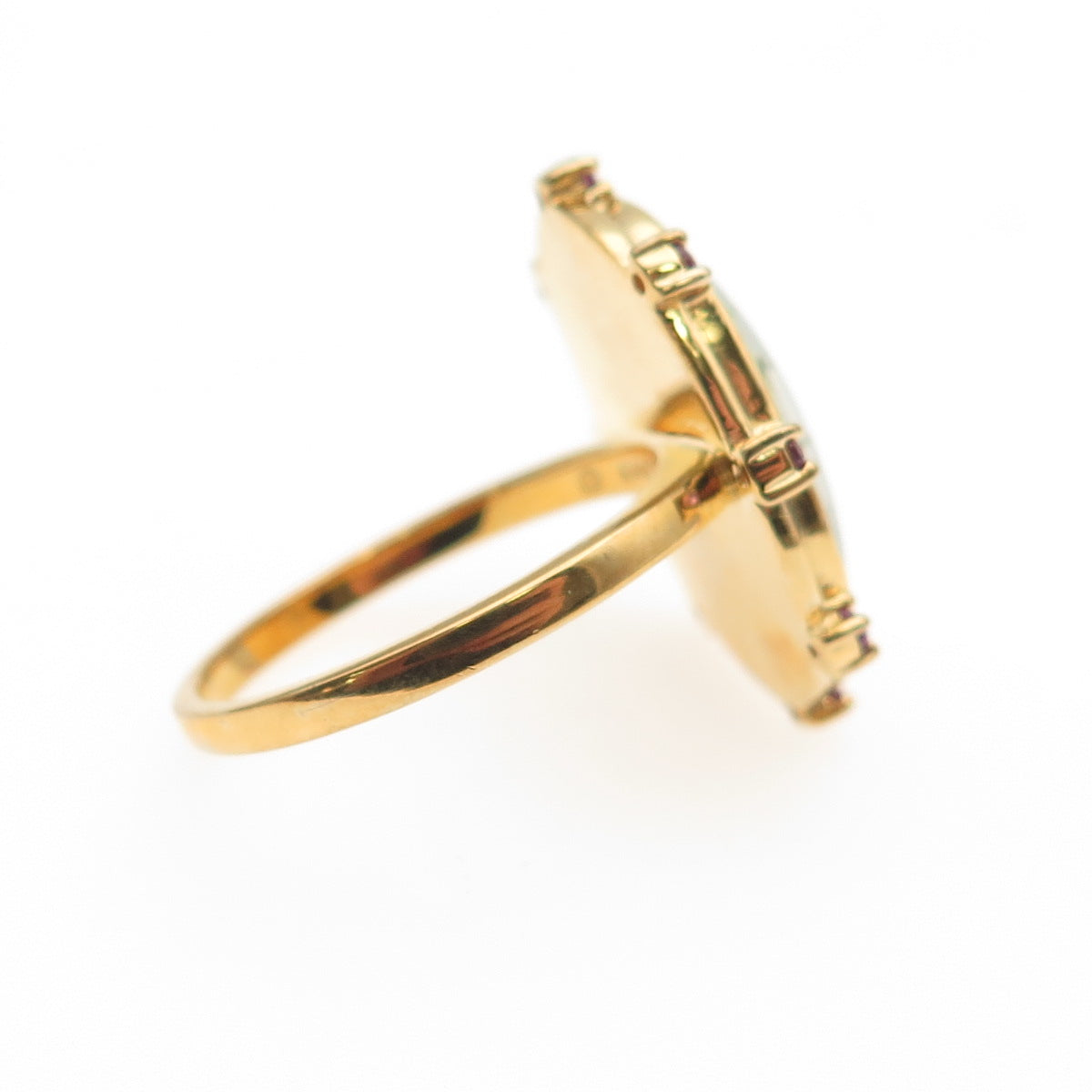 DASAN 925 Sterling Silver Gold Plated Real Opal Inlay & Amethyst Ring Size 9