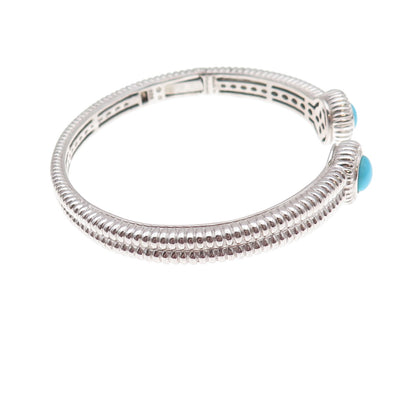 925 Sterling Silver Real Sleeping Beauty Turquoise Cuff Bracelet 7.25"