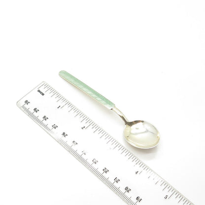 916H Silver Vintage 1950 Koruteollisuus Tillander Finland Guilloche Enamel Spoon