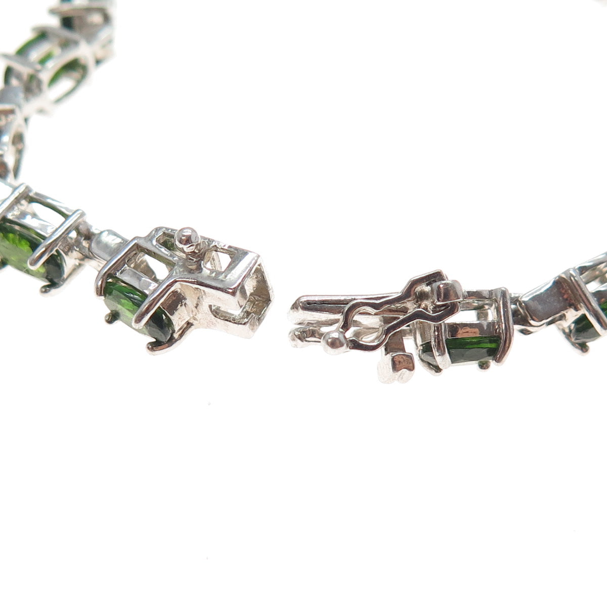 CHUCK CLEMENCY 925 Sterling Silver Real Oval-Cut Peridot Bracelet 8"