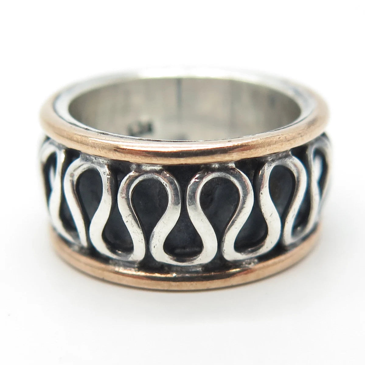 925 Sterling Silver 2-Tone Vintage Eternal Curve Band Ring Size 6.5