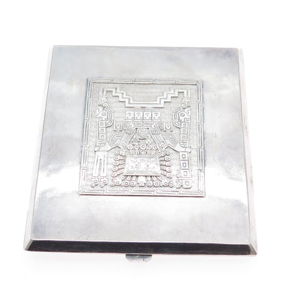900 Silver Vintage Bolivia Tribal God Cigarette Case