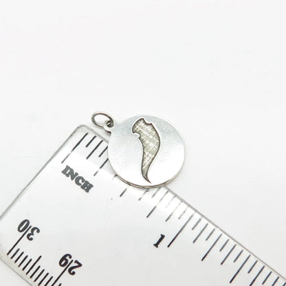 925 Sterling Silver Vintage Modernist Round Charm Pendant